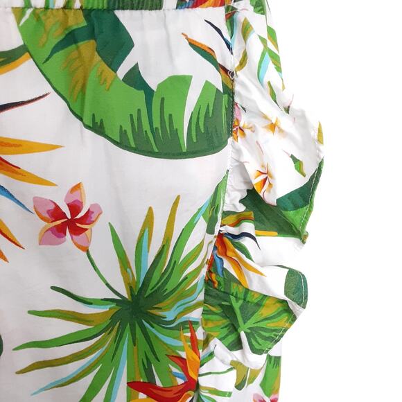 Hawaii Hangover Girls 10 Sun Dress Hibiscus White Tropical Palm Dress Ruffle - Picture 4 of 8